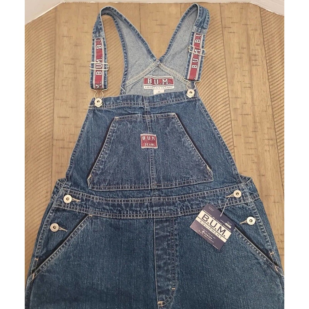 B.U.M EQUIPMENT Denim Overall Jeans Blue Bib Sz Med